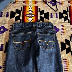 Kimes Ranch Women's Boot Cut Jeans - Blue with Gold Stitching